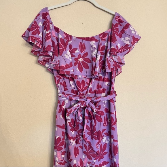 SACHIN & BABI Dillard's Elizabeth Dress Off Shoulder Floral Summer Lavender Sz 4 - Picture 4 of 16